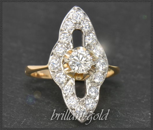 Antiker Diamant Ring mit 1,85ct Brillanten, 585 Gold